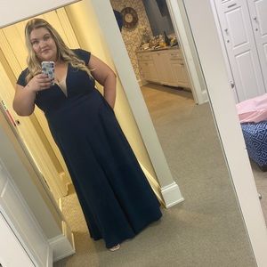 Azazie Trudy Bridesmaid’s dress stretch crepe navy